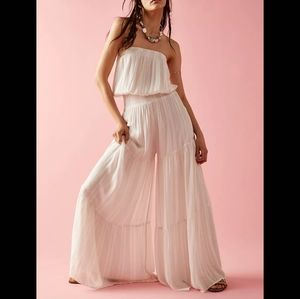Jen's Pirate Booty x Free People Lurex Retro Wide Leg Jumpsuit Medium Ivory